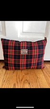 Will Leather Goods: Red Tartan Plaid Pattern Fabric:  Leather Tag: Excellent