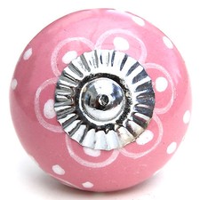 Image of Pink green ceramic knobs drawer pulls cupboard door knobs porcelain china K&B