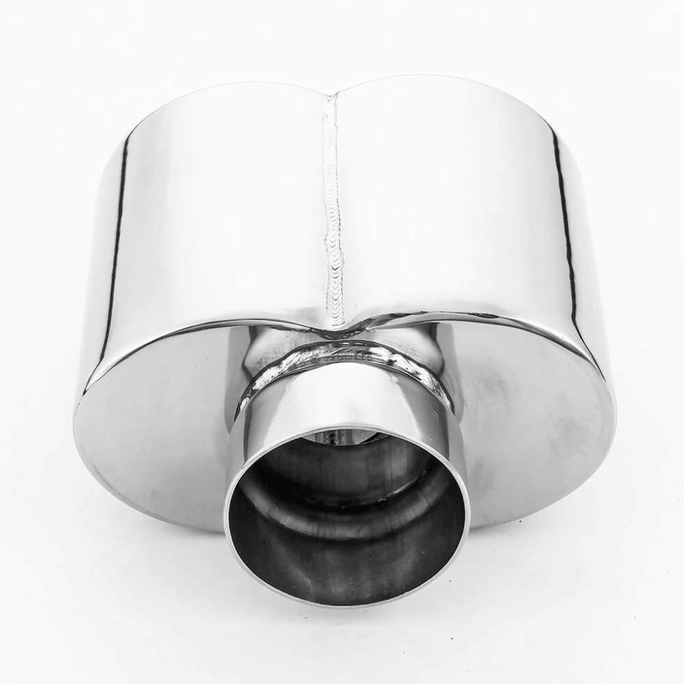 2.5" Inlet Nested Oval Outlet Angle Cut 304 Stainless Steel Exhaust Tip