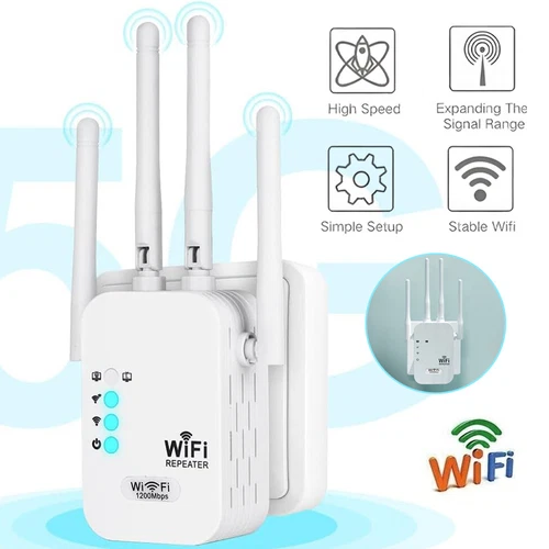 WLAN Verstärker WLAN Repeater mit LAN/WAN Port 1200Mbit/s WiFi Extender Booster