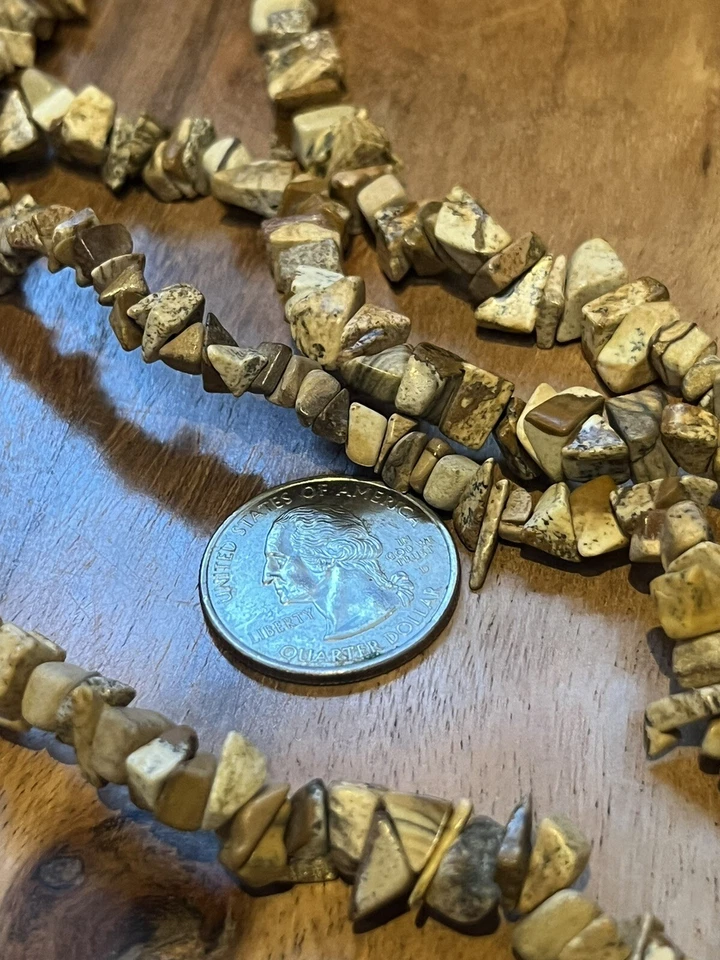 5-8mm Natural Landscape Jasper Chip Freeform Gemstone Loose Beads 24in Strand - Image 3 of 4