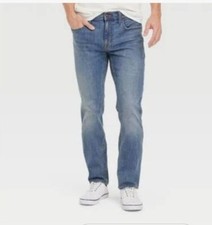 Goodfellow  Co Mens Slim Straight Fit Light Wash Jeans W38 L32 Total Flex Denim