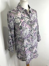 Peter Hahn paisley print lightweight summer shirt blouse 12 VGC cotton purple