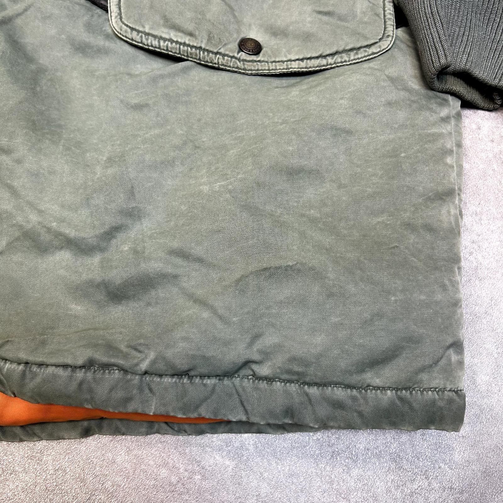 DKNY Parka Jacket Mens Medium Quilt Lined Military Air Force Flight Coat, Green image 5