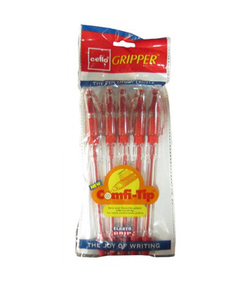 40 Cello GRIPPER RED Ball Pen smooth writing student school home