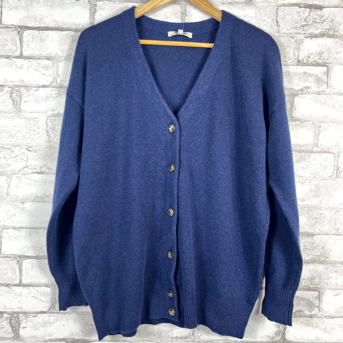 MADEWELL NWT Wool-Cotton Blend V-Neck Relaxed Cardigan Navy SMALL