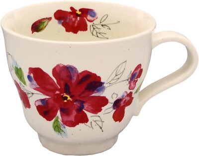 Mino Ware Mug Flower Story (Red) Approx. 260ml 132-1602, Ceramic 260 ml