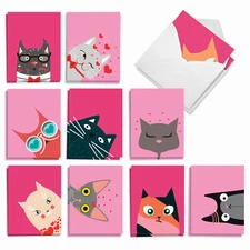 20 Asst'd Blank Notecards w/ Envelopes(10 Designs 2 Each) Kitties and Kisses