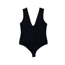 Free People Bodysuit Womens M Medium Black Keep It Sleek Duo Gusset Snap Jersey
