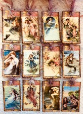 12 Mermaids Fairies Prim Gift Hang Tags Scrapbook Cards Junk Journals 471R