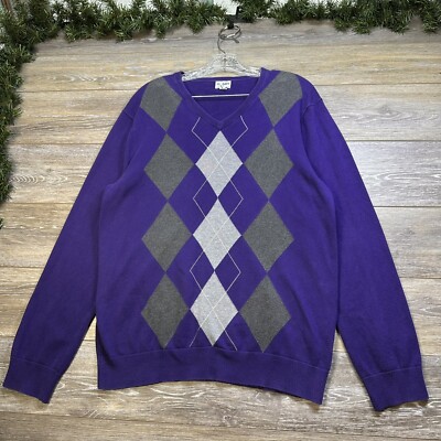 Purple Sweater Size Large Mens Diamond VNeck Stretch Breathable Old Navy 