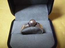 Vintage Antique 925 Sterling Silver Ladies Grey Pearl Ring    3.4 grams