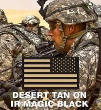 REVERSE USA flag patch TAN ON IR MB Solas 3.5"X2" WITH VELCRO® BRAND FASTENER