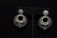 Silver toned hammered swirl tribal post earrings