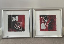 Silver Framed Abstract Pictures For The Pair
