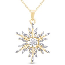 Snowflake Pendant 18" Necklce Natural Round Diamond Accents 925 Sterling Silver