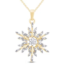 Snowflake Pendant 18" Necklce Natural Round Diamond Accents 925 Sterling Silver