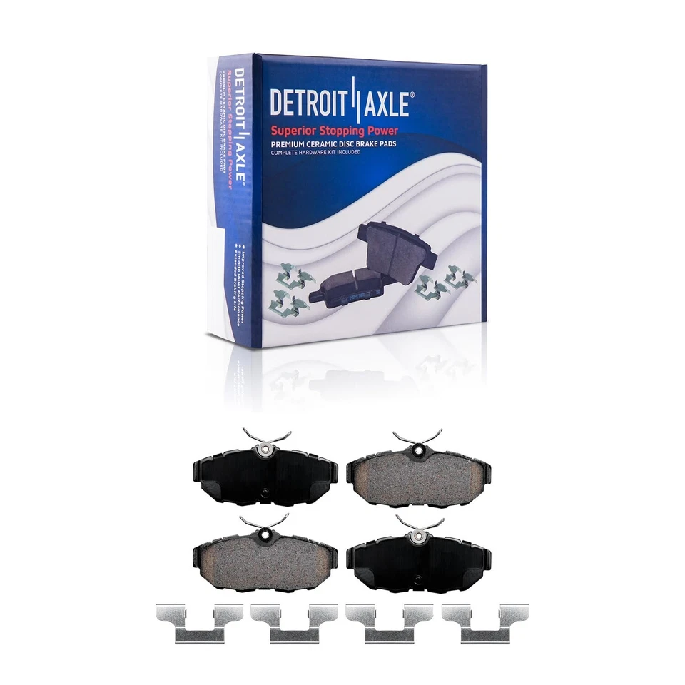 Pastilhas de freio dianteiras traseiras de cerâmica com ferragens para 2011 - 2014 Ford Mustang Base - Imagem 4 de 4