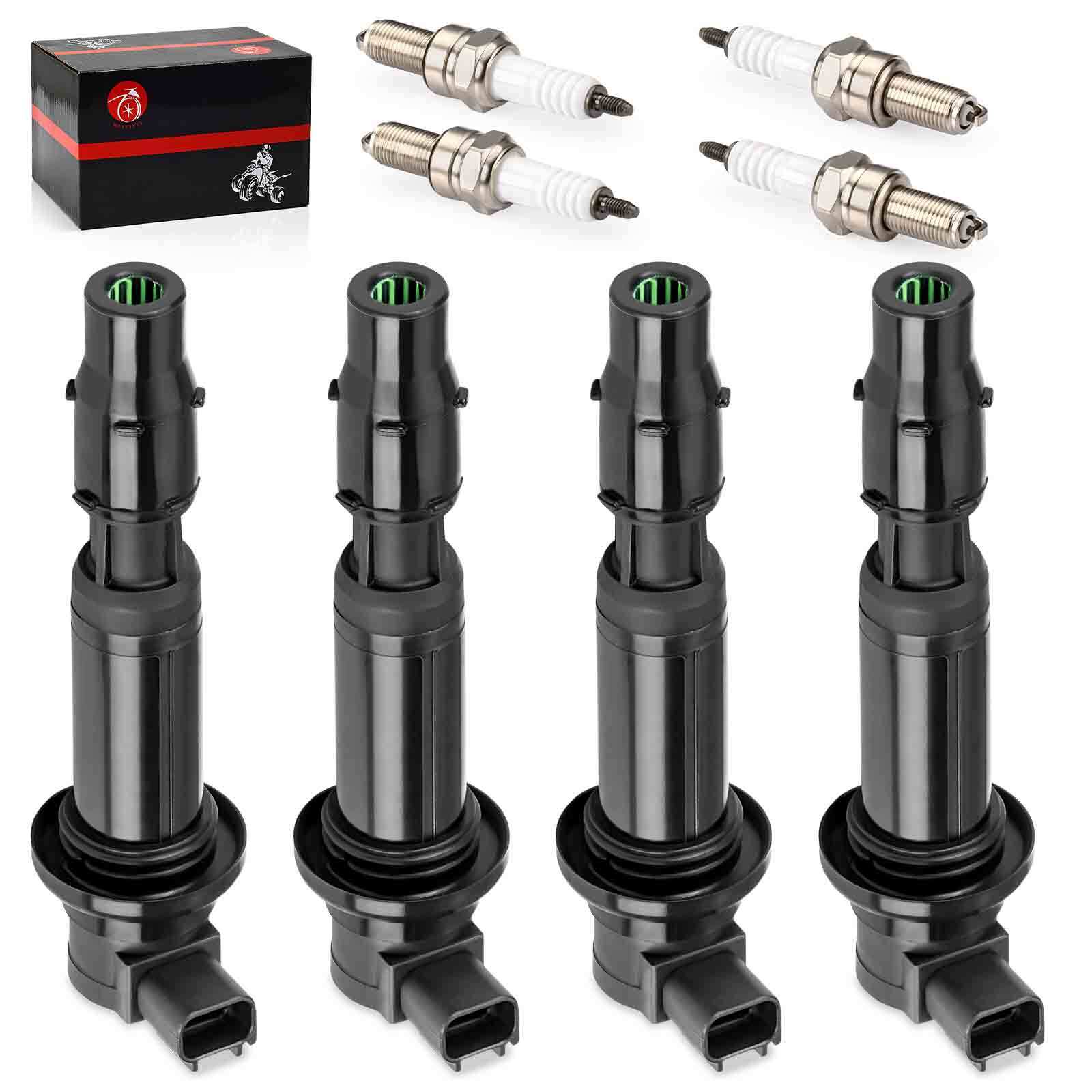 4Pcs Ignition Coils & Iridium Spark Plugs For Kawasaki Ninja ZX-6R ZX600 ZZR600