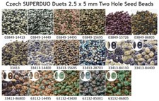 CLEARANCE 10 g or 24 g Czech SUPERDUO Duets 2.5x5 mm Two Hole Seed Beads