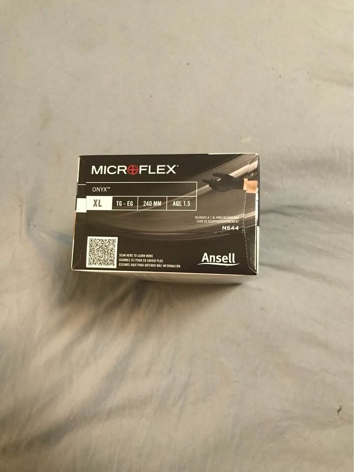 Ansell Microflex Onyx Nitrile Gloves N644 Black Size XL Box of 100