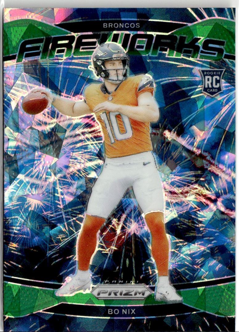 2024 Panini Prizm Green Ice Fireworks Bo Nix RC Broncos #23 | eBay