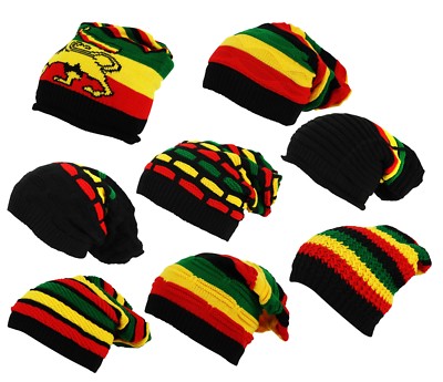 ITZU Co.Rasta gestreifte Mütze Löwe von Judah Slouch zum Anziehen.