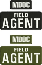 MDOC F AGENT EMB PATCHES 4X10 AND 2X5 hook on back black/white