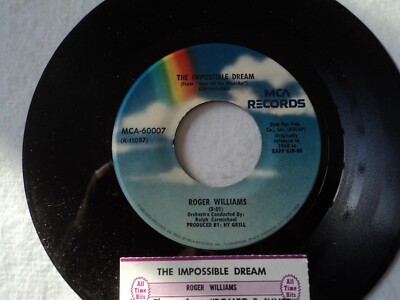 Roger Williams - The Impossible Dream RARE US press - 7'' single + juke box strip