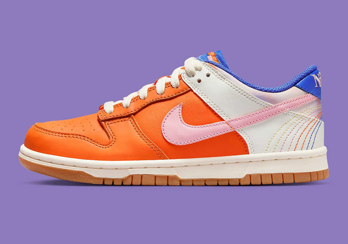 Женские кроссовки Nike Dunk Low SE GS Everything You Need Оранжево-розовые FN0600-801 от 6 лет = 7,5