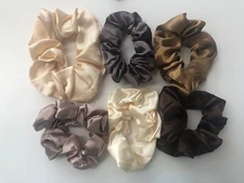#B Luxurious Satin Hair Ties x6  Durable Hair Bands Fashionable Colors