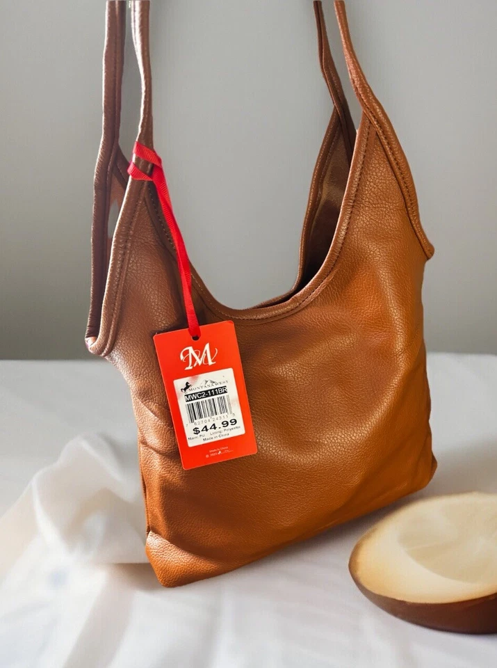 Bolso de hombro Montana West•Cuero vegano• Cierre a presión y bolsa extraíble•Bronceado•Nuevo Foto 3 de 4