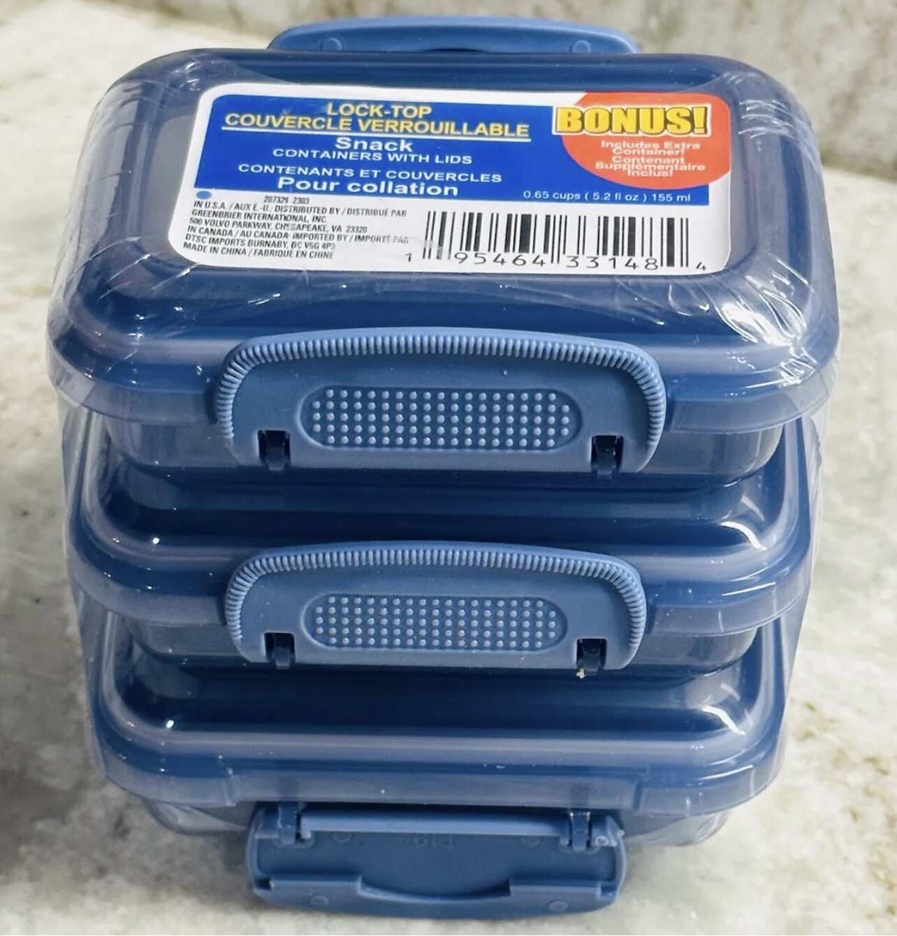 3 Pack Blue Lock Top Snack Container W/ Lids 0.65 Cups/5.2 fl oz eBay
