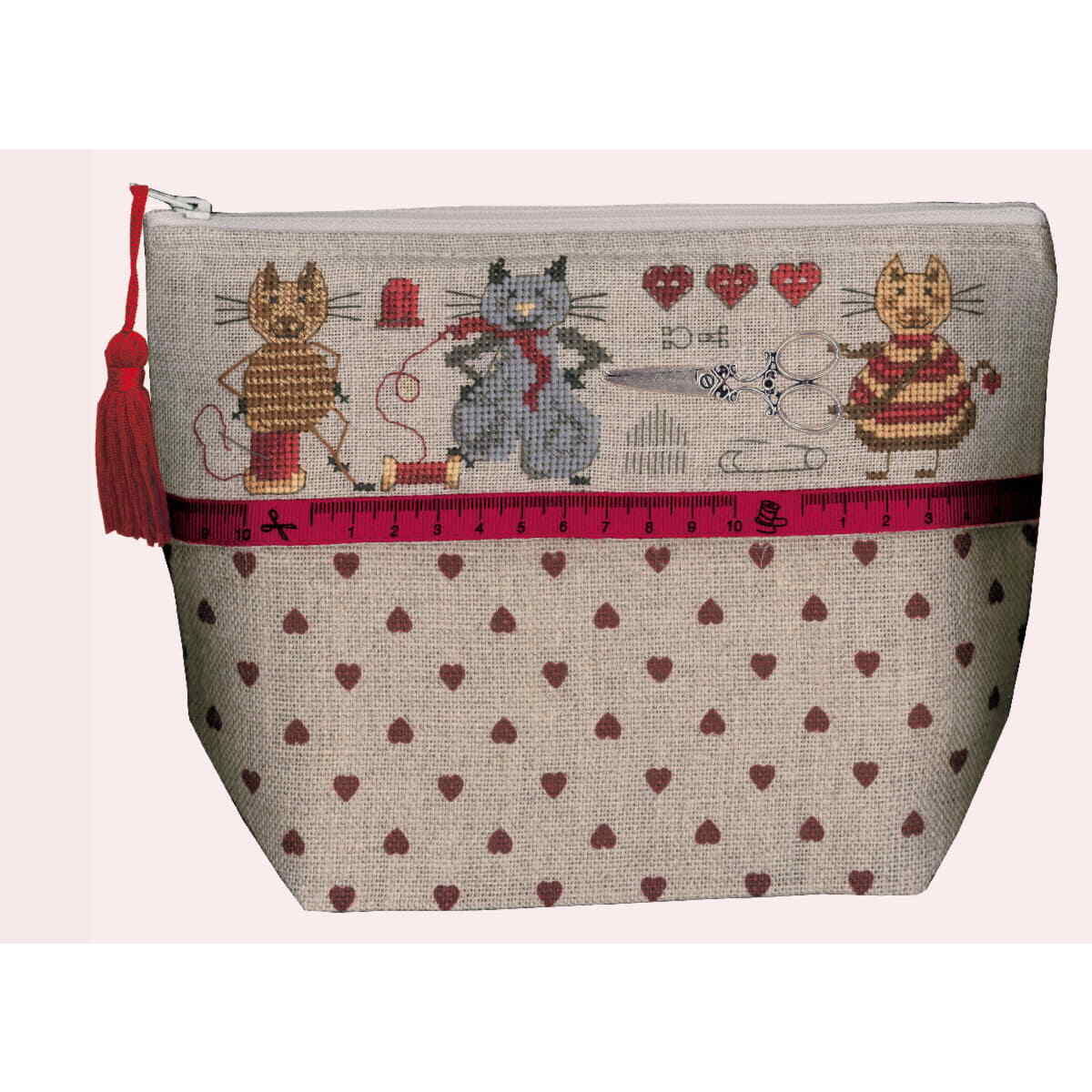 Le Bonheur des Dames bag counted cross stitch kit ""Pochette Couture Cats"", 23x17
