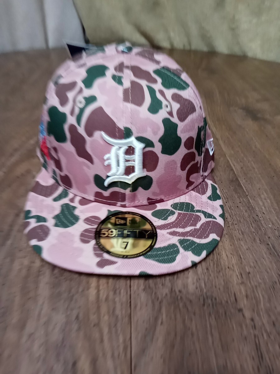 Detroit Tigers New Era 59Fifty Hat Camo Orange Brim Size 7 1