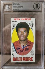 1969-70 Topps #56 Wes Unseld ExMt RC Signed w/ HOF 88 Beckett BAS Auto Grade 10 