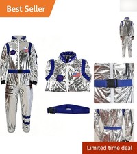 Stylish Silver Astronaut Jumpsuit with Zipper - Unisex Costume for All Occasions