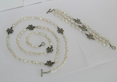Rare! Slane & Slane Sterling Silver Celtic Knot Necklace & Bracelet Set [056WEA]