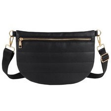 Quilted Puffer Leather Belt Bag for Women Puffer Crossbody Bags Puffy Sling B...