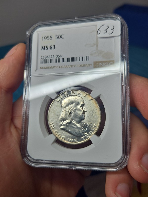 1955 Franklin Half Dollar Coin NGC MS 63 