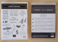 BRAND NEW Stampin Up GONE FISHING Stamp Set + Dies BUNDLE Fishing