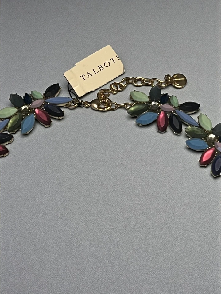 Collar llamativo TALBOTS NUEVO CON ETIQUETAS $89 racimo de cristal tono dorado Foto 3 de 4