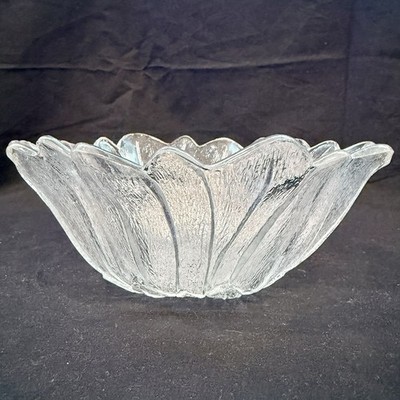 Vintage Indiana Glass Company Lily Pons Clear Glass Bowl Sunflower Wild Rose 7 