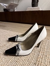 Vintage 90s Bellini Black White Baseball Stitch Spectator Pumps Y2K Heels 8M