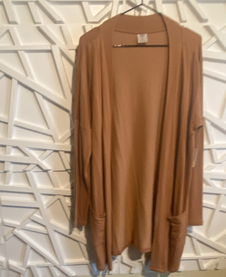 Amazon Essentials Women Knit Open Front V-Neck Cardigan Sweater Brown M