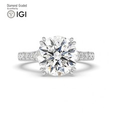 Round Solitaire Labgrown Diamond Engagement Ring Platinum 5.40 Ct