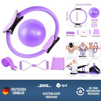 Pilates Set für Zuhause - 7teiliges Pilates Zubehör Kit mit Ball Ring Gurt Re...