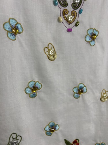 Lynda’s New York 100% Leinen Bluse Blumenverzierungen Gr. Large bestickt - Bild 3 von 7