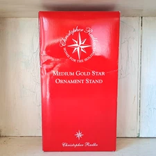 New CHRISTOPHER RADKO Medium Gold Star Christmas Ornament Stand 10" Tall