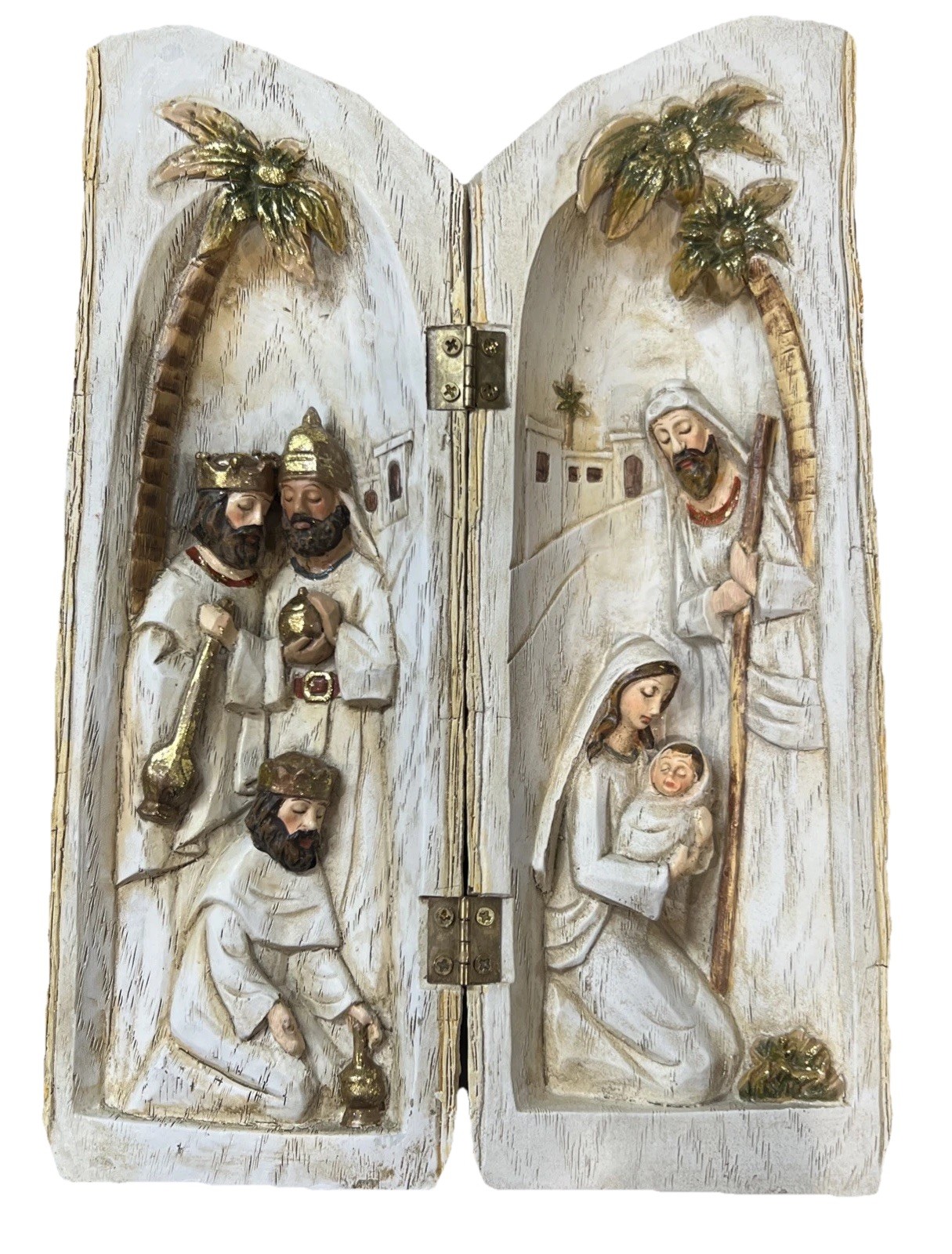 2015 Roman,Inc - Hinged Faux Log Opens to Nativity Scene - 9.75" T